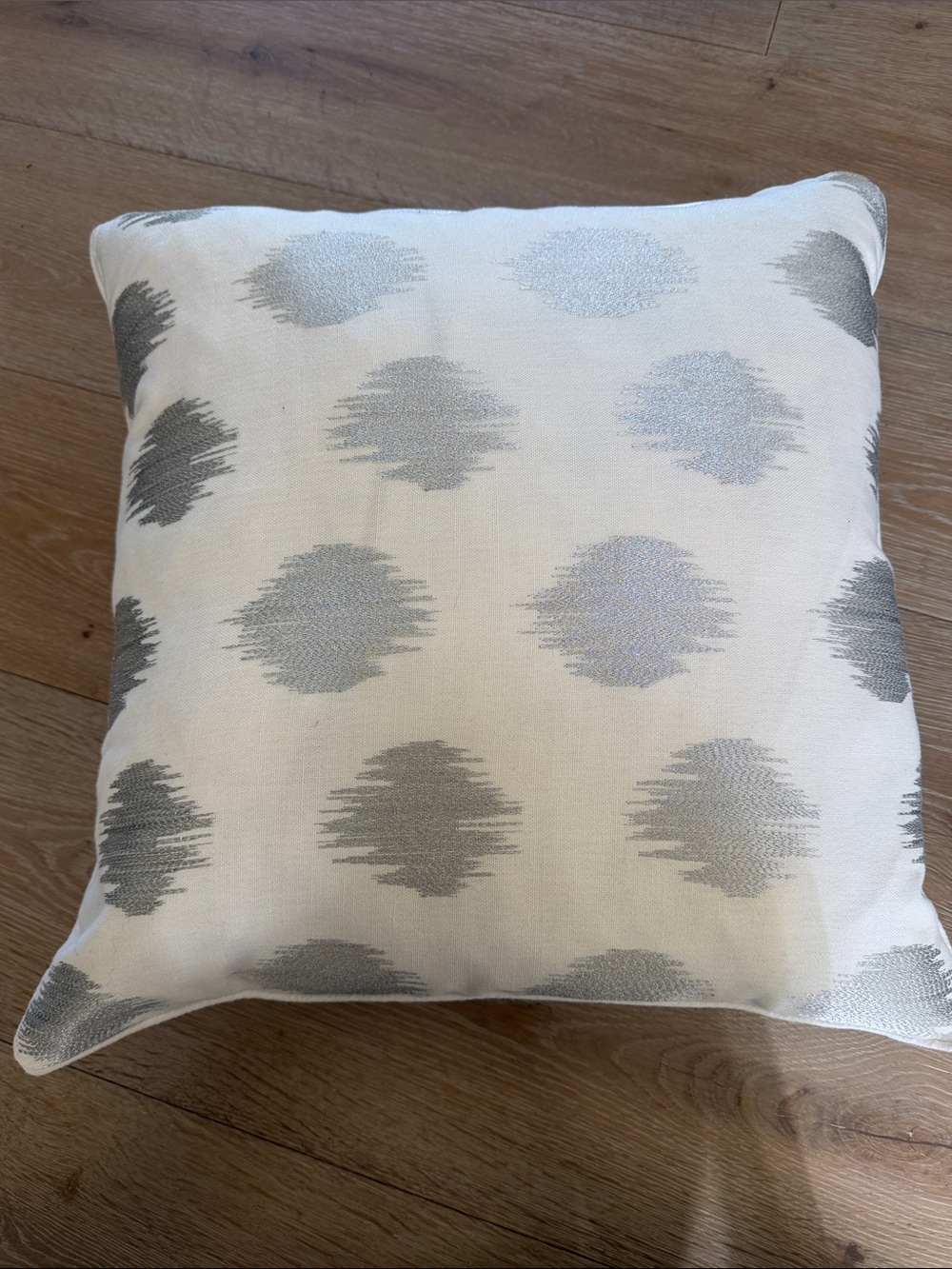 Ivory Accent Pillow with Silver Dot Motif